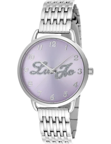 Montre Liu Jo Luxury TLJ1025 argentée, cadran blanc perle, aiguilles dorées, style chic décontracté