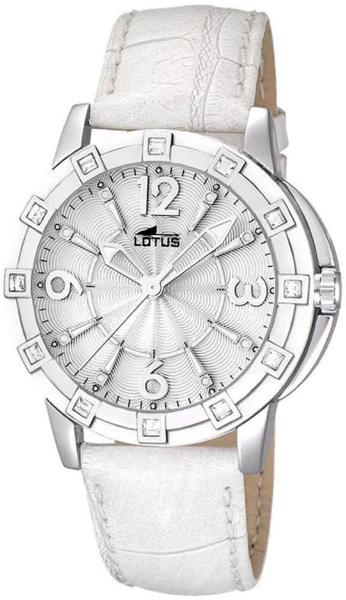 Montre Lotus L15745/1 cadran blanc pur, aiguilles dorées fines et index bâtons, élégance intemporelle