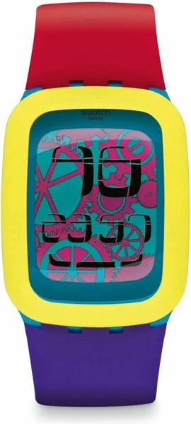 Montre Swatch SURS101 avec cadran blanc, écran tactile et aiguilles noires, style décontracté